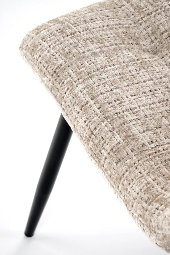 Čalouněná jídelní židle Pilew béžová moderní s opěrkou na černých nohách Intesi