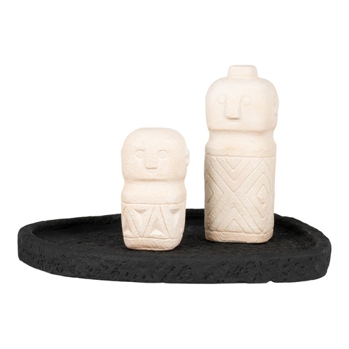 House Nordic černý oválný cementový dekorační tác do obýváku 26,5x26 cm