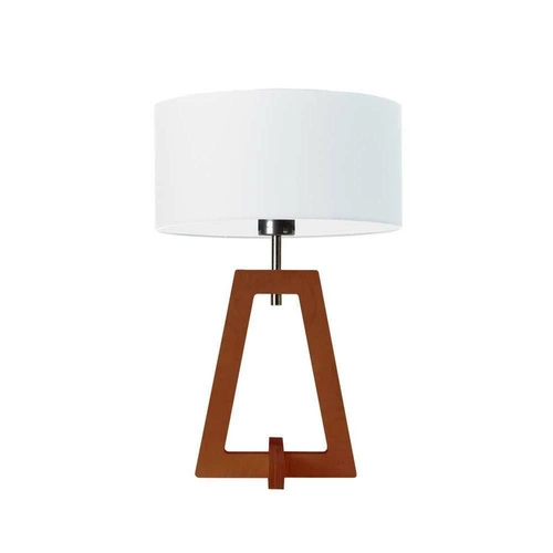 Noční lampička Clio bílá glamour s textilním stínidlem a mahagonovým dřevěným podstavcem LYSNE