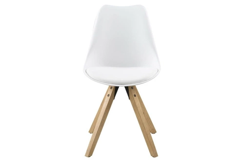 Jídelní židle Dima bílá plast a dub Actona snadno čistitelná skandinávský styl