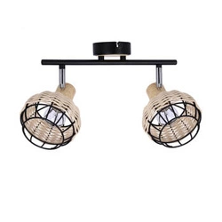 Stropní lampa Taiga černá+dřevo 2x40W E14 stínidlo černá+dřevo