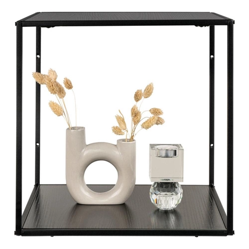 Nástěnná police Vita černá industriální na knihy a dekorace do obýváku Intesi 36x36 cm