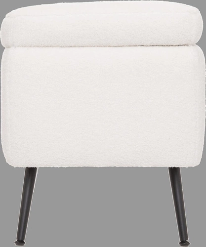 Čalouněná lavice s úložným prostorem Aurora bílá teddy do předsíně na černých nohách Atmosphera