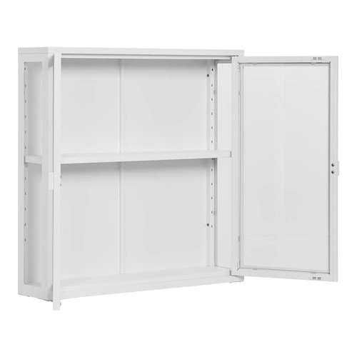 Brisbane bílá závěsná skleněná vitrína loftová do obýváku na alkohol