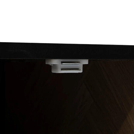 TV stolek Chevrons 120 cm černý s dřevěným efektem moderní volně stojící do obýváku Atmosphera