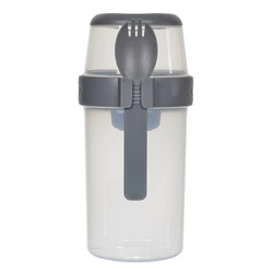 Šedý lunchbox Intesi s 3 přihrádkami 1,04 l moderní do školy i práce vhodný do myčky