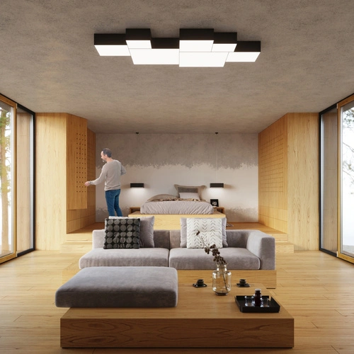 Černý čtvercový stropní svítidlo HORUS 25 moderní do obýváku kuchyně ložnice Sollux Lighting