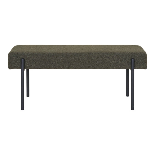 Čalouněná lavice Swindon boucle zelená do předsíně moderní na černých nohách Intesi
