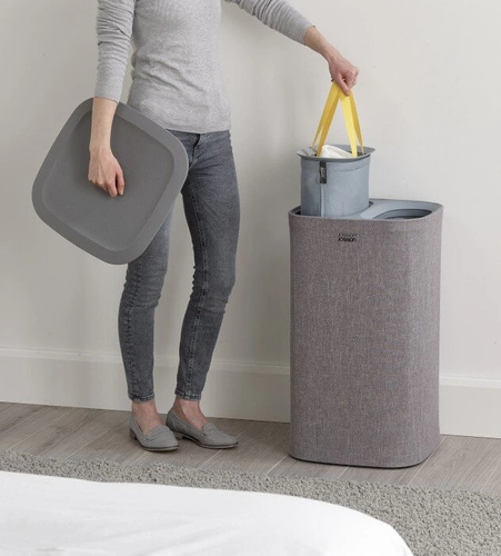 Joseph Joseph Tota moderní dvoukomorový koš na prádlo 60 l do koupelny šedý