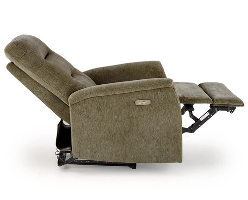 Relaxační křeslo Tiala rozkládací do obýváku s podnožkou a USB olivové moderní