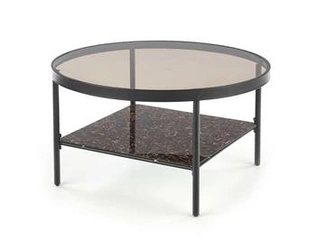 Kulatý konferenční stolek Vivaldi 80 cm kouřové sklo industriální do obýváku Intesi