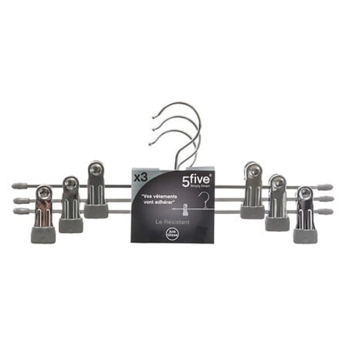 Sada 3 stříbrných kovových věšáků na kalhoty do skříně 5five simply smart moderní