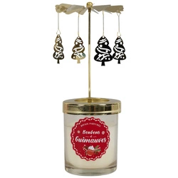 Vánoční vonná svíčka s bílým kolotočem Intesi vánoční stolní dekorace