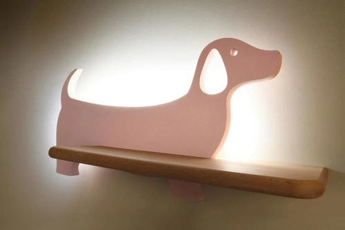 Nástěnné LED svítidlo Dog 5W růžové dřevěné klasické do dětského pokoje CANDELLUX