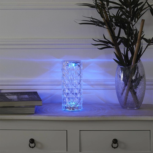 LED noční lampička Crystal Intesi glamour s dálkovým ovládáním 12 barev do ložnice a obýváku 21,5 cm