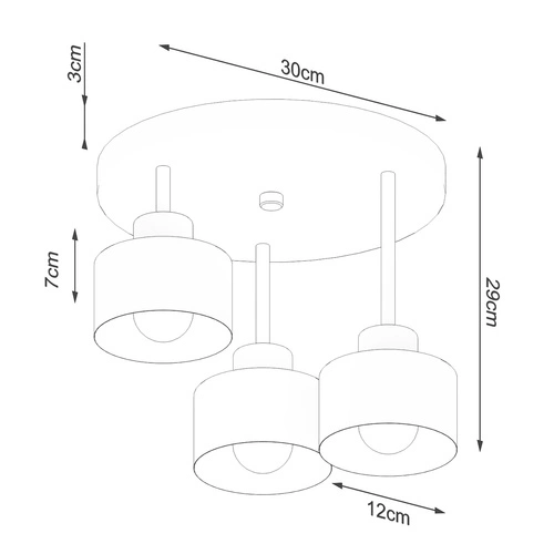 Stropní svítidlo SAVAR 3 černé moderní kovové do obýváku a kuchyně E27 trojramenné