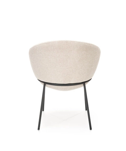 Čalouněná židle Eggy Intesi béžová s područkami na černých nohách do jídelny a obýváku