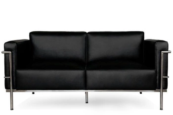 Dvoumístná pohovka Soft GC moderní černá pravá kůže s područkami do obýváku D2.DESIGN