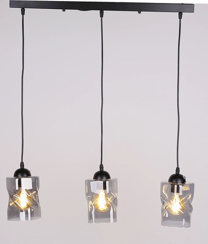 Závěsná lampa Felis černá 3x60W E27 kouřové stínítko