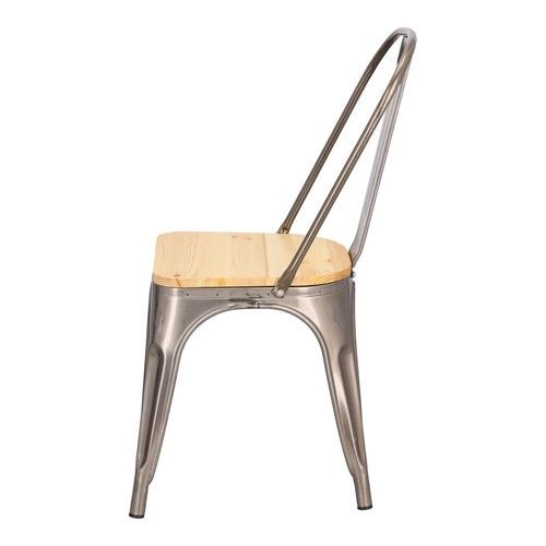 Kovová jídelní židle Paris Wood D2.DESIGN s dřevěným sedákem v industriálním stylu