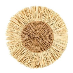 Intesi kulatá nástěnná dekorace z rafie 37 cm přírodní boho ozdoba do obýváku