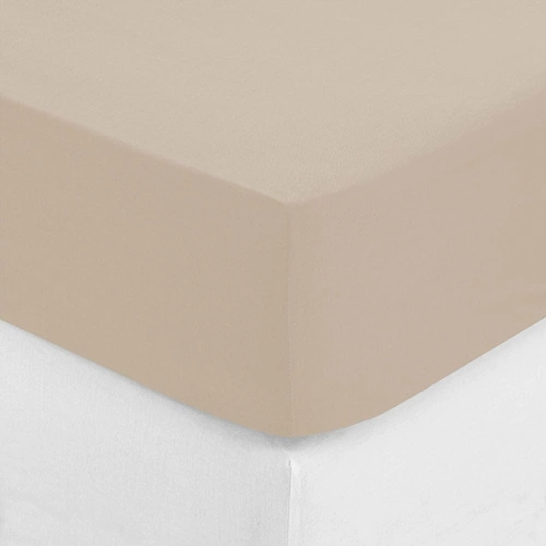 Prostěradlo s gumou 140 x 190 cm s přesahem 30 cm bavlna barva lun