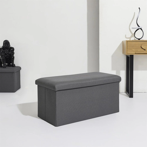 Skládací úložný taburet Velse Atom šedý obdélníkový do předsíně a studentského pokoje