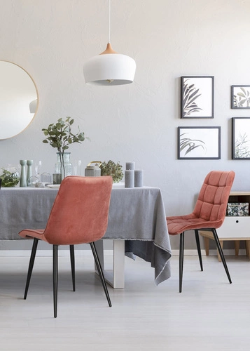 Jídelní židle Plaid Intesi čalouněná sametem tmavě modrá moderní černé nohy