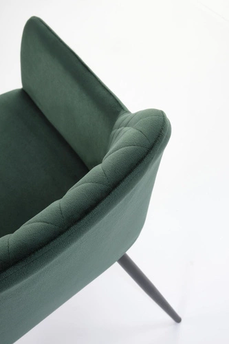 Čalouněná jídelní židle Basper Velvet lahvově zelená s područkami moderní