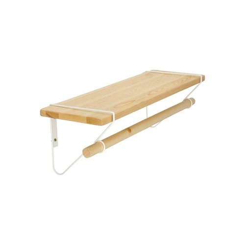 Nástěnná police Bish bílá dřevěná s tyčí do předsíně skandinávský styl 60 cm