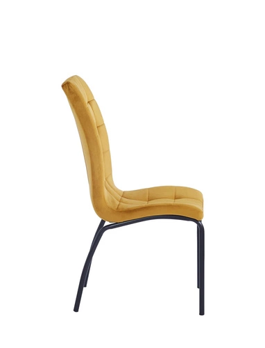 Jídelní židle Ezara Velvet žlutá čalouněná moderní sametová na černých nohách Intesi