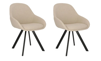 Sada 2 béžových židlí Nels s černými nohami