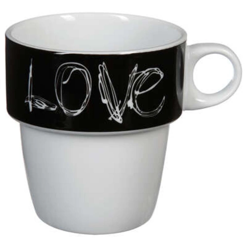 Sada 6 šedých keramických hrnků Love 260 ml na kávu a čaj 5five simply smart