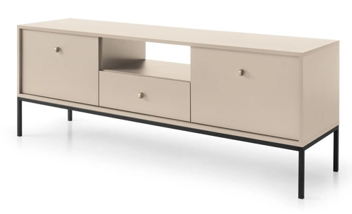 Moderní béžová TV komoda Evora na vysokých nohách se zásuvkou do obýváku 154 cm Intesi