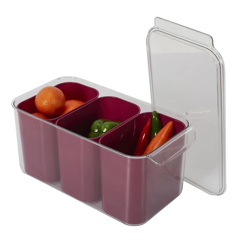 Trojitý kontejner do chladničky šedý