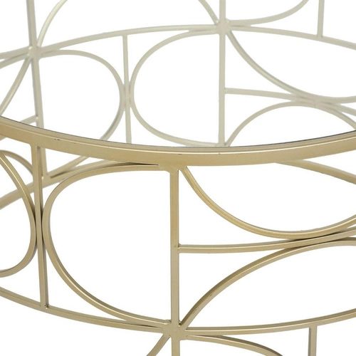 Kulatý skleněný konferenční stolek Artif zlatý glamour do obýváku na kovové podstavě 71 cm