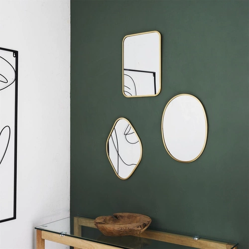 Sada 3 dekorativních zrcadel Arcilla zlaté glamour zrcadlo do předsíně a obýváku