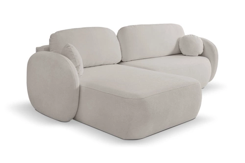 Rohová rozkládací sedačka levá Salby světle šedá moderní do obýváku s úložným prostorem