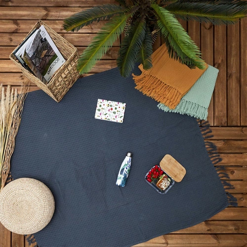 Bavlněná deka Waffle žlutá měkký pléd na pohovku a křeslo do obýváku Intesi