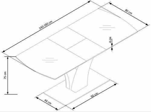 Rozkládací jídelní stůl glamour Vezyr bílý mat 140-180 cm se skleněnou deskou Intesi