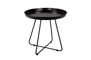 Kulatý kovový konferenční stolek černý ROD L moderní do obýváku NORDIFRA 50 cm