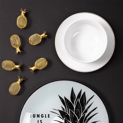 Keramický bílý talíř Pearl Gold 20 cm se zlatým okrajem moderní jídelní
