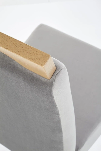 Čalouněná jídelní židle Alabama šedý samet na dřevěných nohách do jídelny a obýváku Intesi