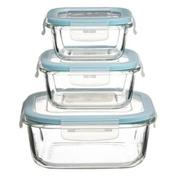 Sada 3 skleněných nádob M s víkem