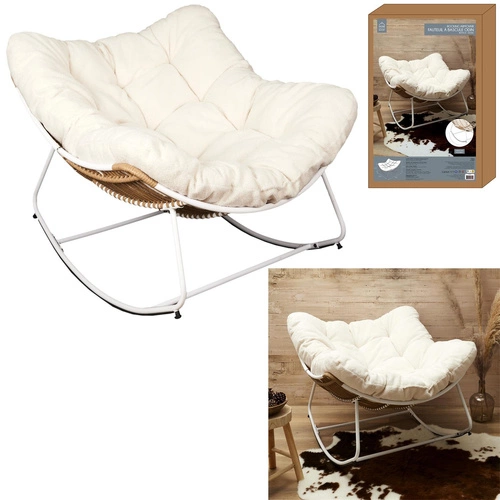 Relaxační křeslo Odin boho na lyžinách krémový beránek do obýváku a ložnice