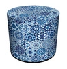 Modrý kulatý taburet Intesi moderní čalouněný do obýváku a ložnice 40 cm