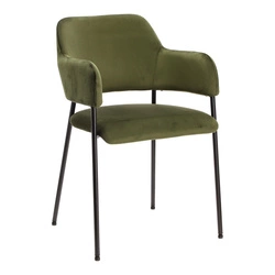 Jídelní židle Lima Actona zelená sametová s područkami snadno čistitelná