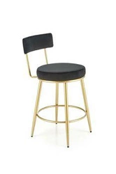 Barová židle Pamela černý samet s opěrkou glamour do kuchyně a jídelny na zlatých nohách