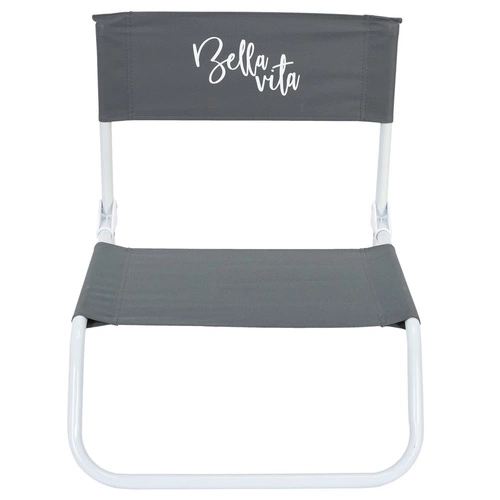 Skládací plážové křeslo Bella Vita Ventos černé moderní zahradní lehátko kovovo-textilní