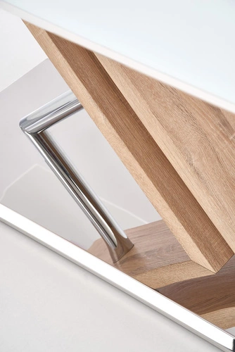 Jídelní stůl Xylon moderní bílý se skleněnou deskou a nohami dub sonoma 160x90 cm Intesi